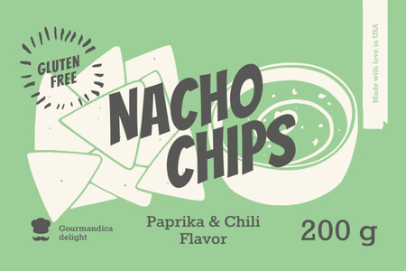 Nacho Chips ad in green Label tervezősablon