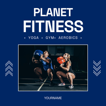 Designvorlage People doing Workout in Gym für Instagram