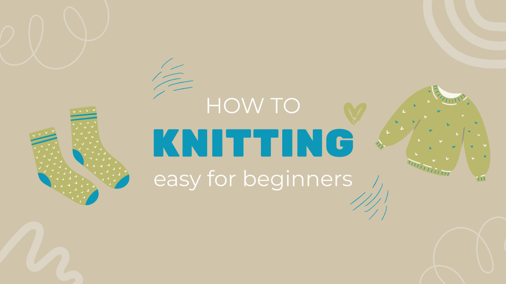 Ontwerpsjabloon van Youtube Thumbnail van Knitting Courses for Beginners