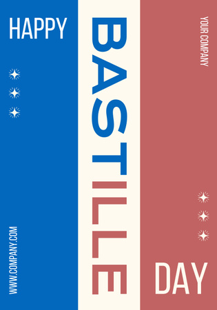 Fransız Bayrağı ile Mutlu Bastille Günü Poster 28x40in Tasarım Şablonu