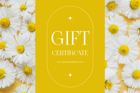 Gift Voucher Offer with Flowers in Yellow Gift Certificate tervezősablon