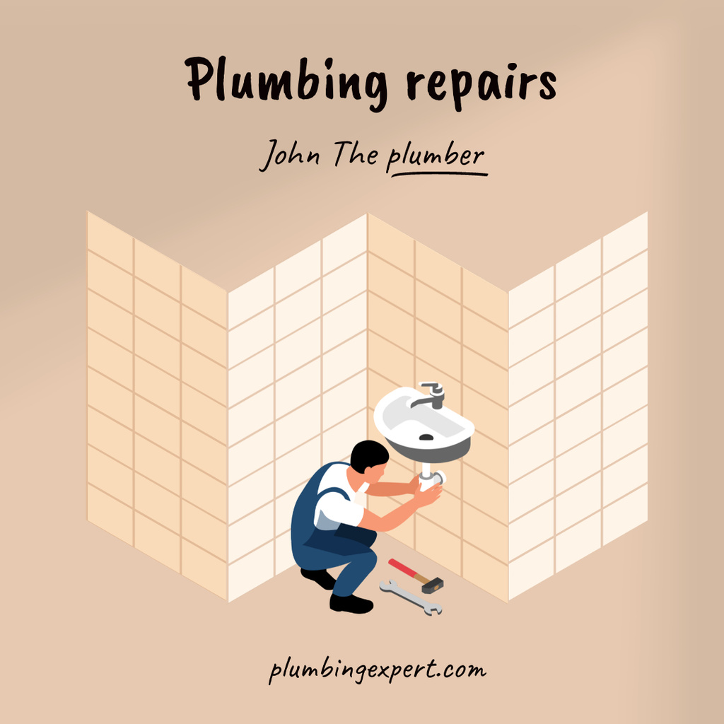 Home Repair Services Offer with Repairer Instagramデザインテンプレート