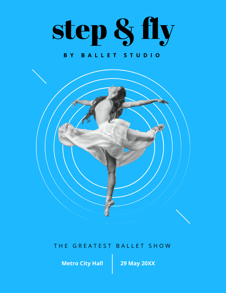 Greatest Ballet Show Announcement with Ballerina Flyer 8.5x11inデザインテンプレート