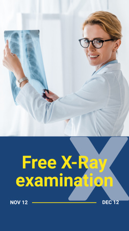 Promoção clínica com raio-x de tórax Doctor Holding Instagram Story Modelo de Design