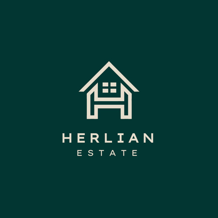 Real Estate Emblem on Green Logo Design Template
