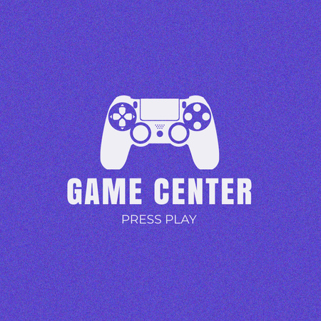 Gaming Club Promotion with Illustration of Joystick in Purple Logo 1080x1080px – шаблон для дизайна