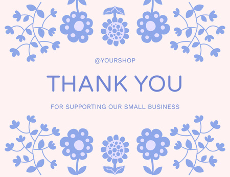 Děkuji zpráva s abstraktní modré květy Thank You Card 5.5x4in Horizontal Šablona návrhu