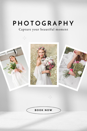Wedding Photographer Services with Bride Postcard 4x6in Vertical Design Template