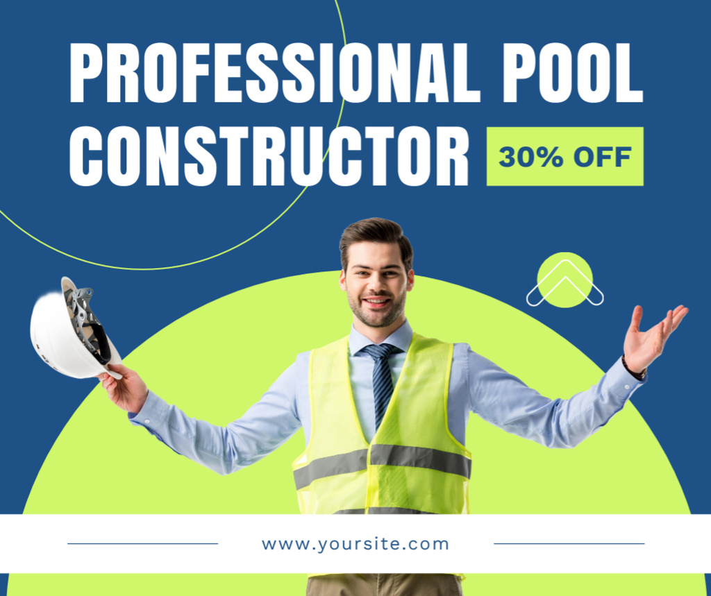 Ontwerpsjabloon van Facebook van Discount on Professional Pool Constructor Services