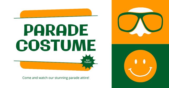 Stunning Costume Parade With Emoji Facebook AD Šablona návrhu