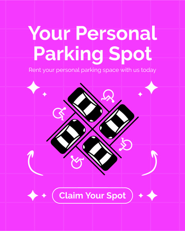 Oferta de vaga de estacionamento pessoal na cor rosa Instagram Post Vertical Modelo de Design