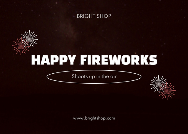 Celebration With Fireworks Offer In Black Card Tasarım Şablonu