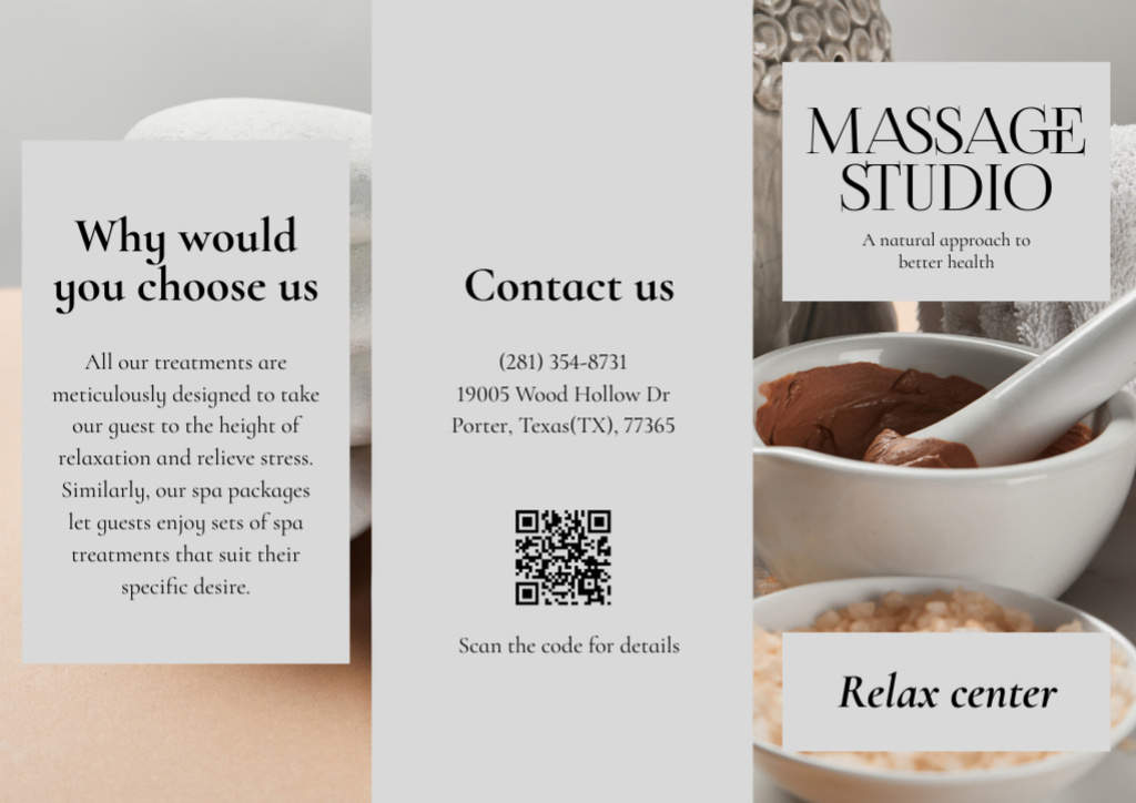 Massage Studio Advertisement with Spa Composition Brochure – шаблон для дизайна