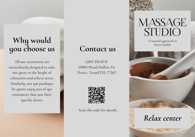 Massage Studio Advertisement with Spa Composition Brochure Πρότυπο σχεδίασης