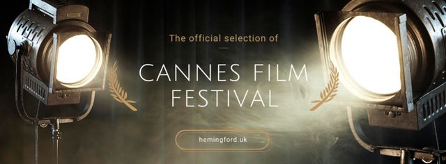 Plantilla de diseño de Famous Cannes Film Festival Ad with Spotlights Facebook cover 