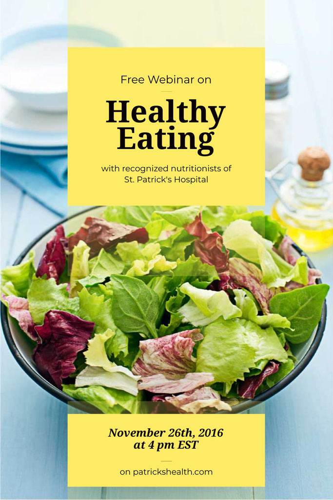 Free webinar of healthy eating Pinterest Design Template