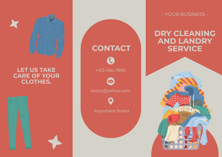 Platilla de diseño Laundry Services with Clothes in Basket Brochure