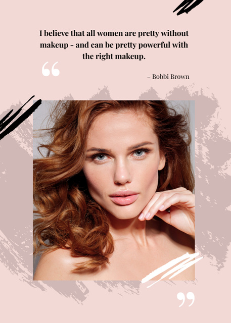 Inspirational Quote About Make Up And Beauty With Abstraction Blots Postcard 5x7in Vertical Modelo de Design