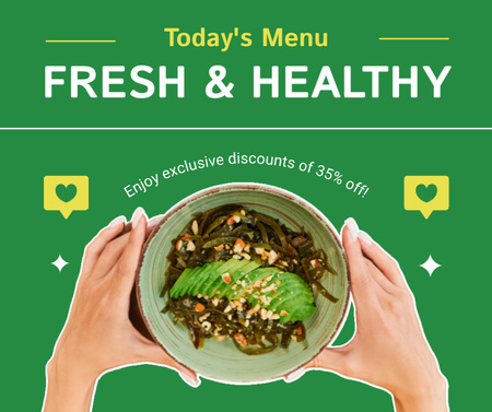 Designvorlage Anzeige einer Speisekarte mit frischen und gesunden Lebensmitteln für Facebook