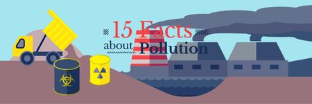 15 facts about pollution banner Twitter Modelo de Design