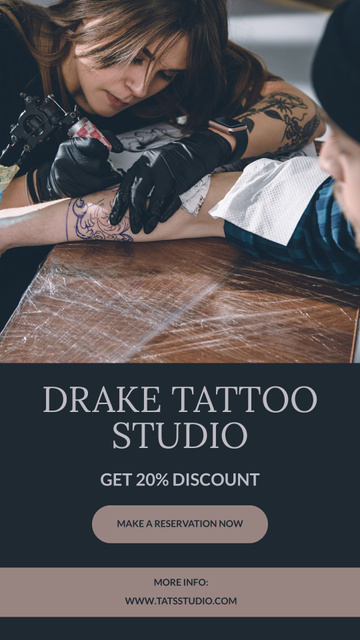 Designvorlage Reliable Tattoo Studio With Discount Offer für Instagram Story