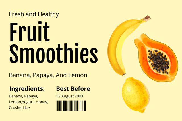 Fresh Fruit Smoothies In Package Offer Label Design Template