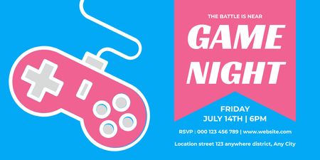 Night Game Announcement with Joystick Twitter Design Template