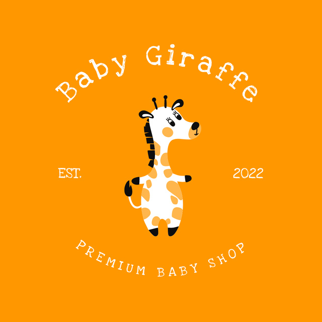 Designvorlage Baby Store Emblem with Cute Giraffe für Logo