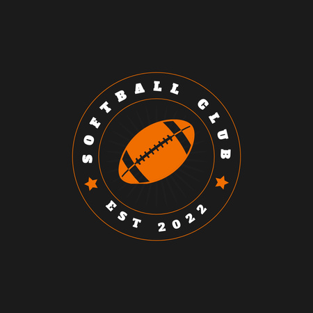 American Football Icon on Black Logo 1080x1080px Πρότυπο σχεδίασης