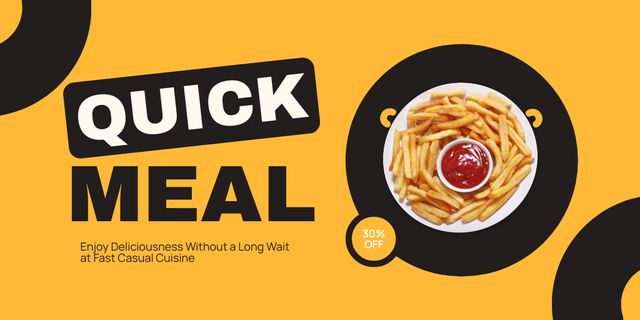 Designvorlage Offer of Quick Meal in Fast Casual Restaurant für Twitter