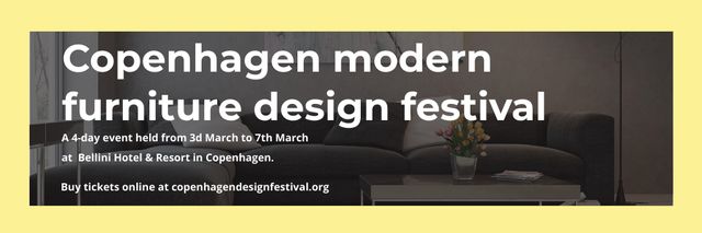 Modèle de visuel Interior Decoration Event Announcement with Sofa in Grey - Email header