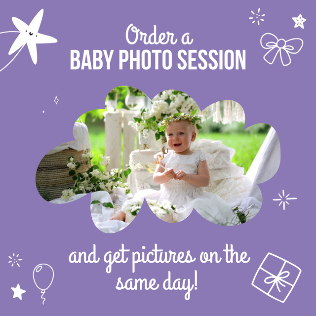 Ontwerpsjabloon van Animated Post van Cute Baby Photo Session As Gift Proposal