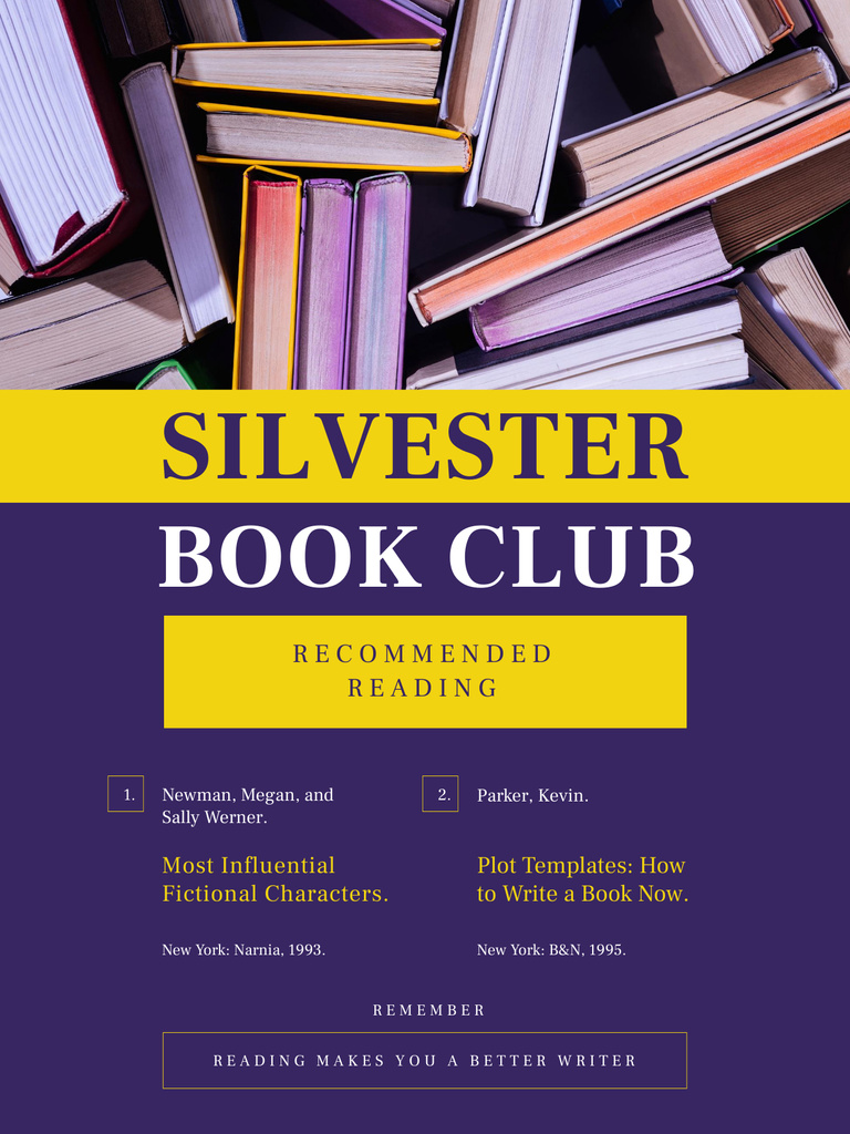 Book Club Promotion in Purple Poster USデザインテンプレート