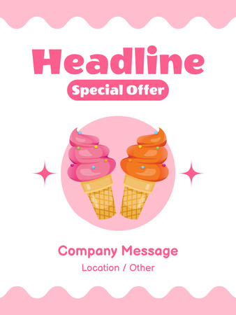 Special Offer with Illustration of Ice Cream Poster US Design Template