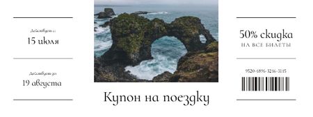 Travel Offer with Scenic Landscape of Ocean Rock Coupon – шаблон для дизайна