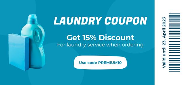 Modèle de visuel Offer Discounts on Laundry Service with Blue Bottle - Coupon 3.75x8.25in