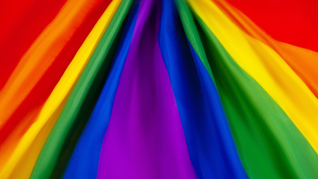 Flag in Colors of Rainbow Zoom Background Modelo de Design