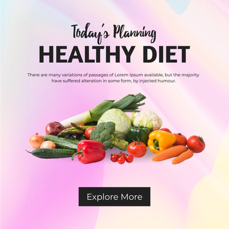 Healthy Diet Planning with Vegetables Instagram tervezősablon