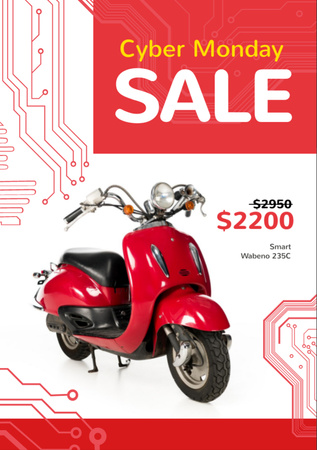 Cyber Monday Sale Scooter in Red Flyer A7 Design Template