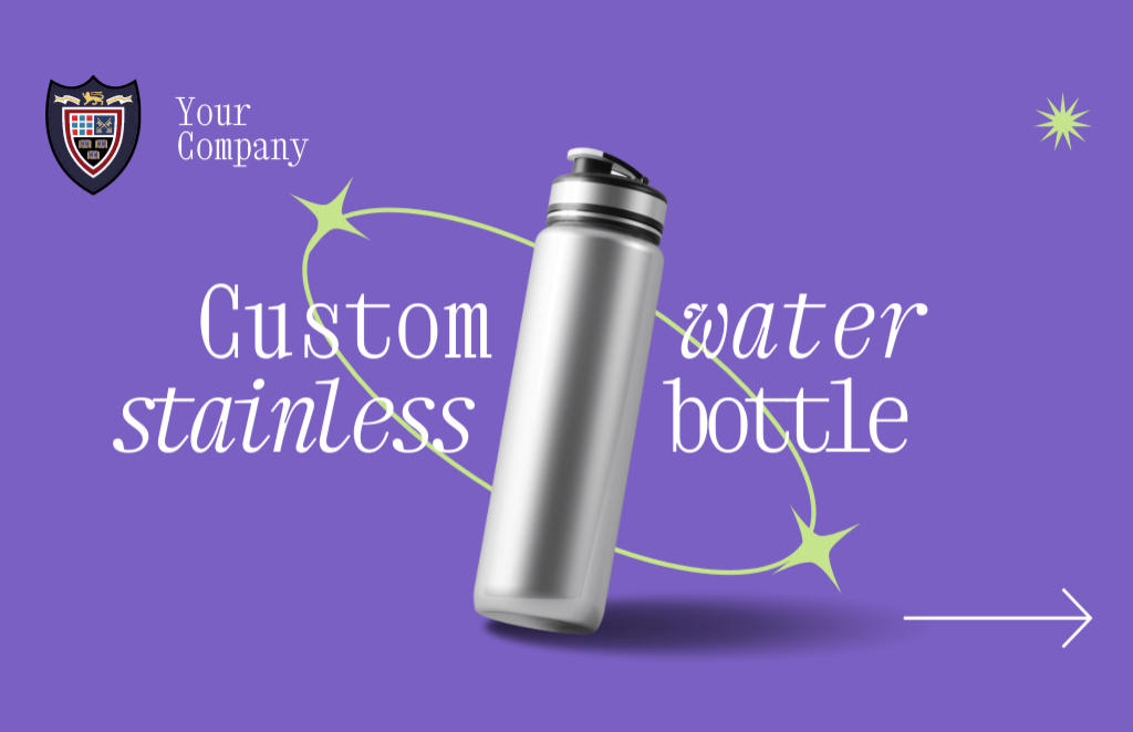 Custom Stainless Water Bottles Business Card 85x55mm Tasarım Şablonu