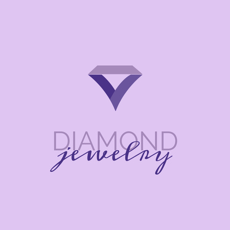 Jewelry Store Emblem with Purple Diamond Logo 1080x1080pxデザインテンプレート