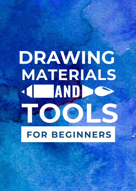 Drawing Materials Watercolor Background in Blue Flayer Πρότυπο σχεδίασης