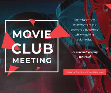 Movie Club Invitation with Vintage Film Projector Large Rectangle Modelo de Design