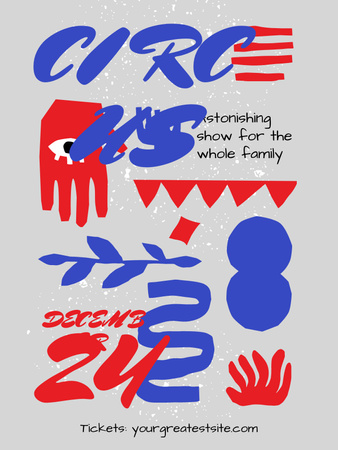 Анонс веселого циркового шоу в декабре Poster US – шаблон для дизайна