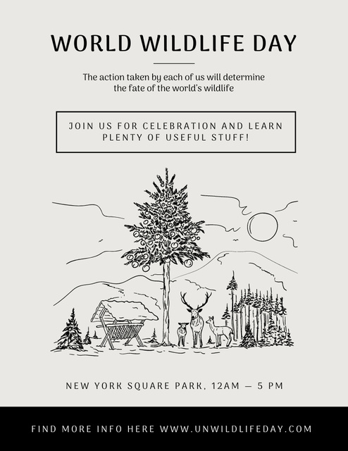 Eco Event Announcement with Sketch Drawing of Landscape Poster 8.5x11in Design Template