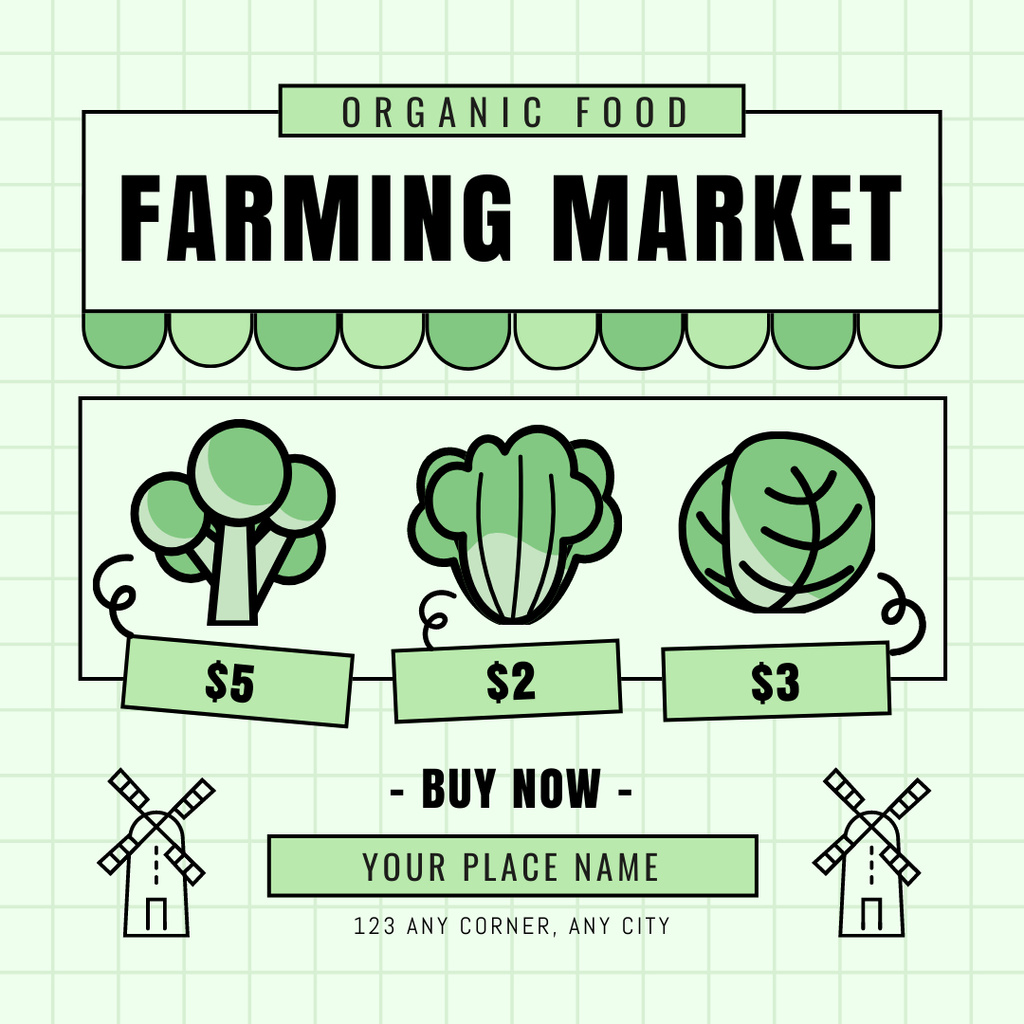 Simple Advertising of Farming Market with Price-List Instagramデザインテンプレート