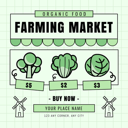 Simple Advertising of Farming Market with Price-List Instagram Design Template