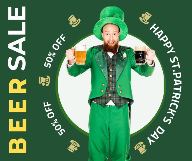 Beer Sale on Patrick's Day Facebook Design Template