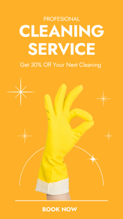 Cleaning Service Ad with Yellow Glove Instagram Story tervezősablon