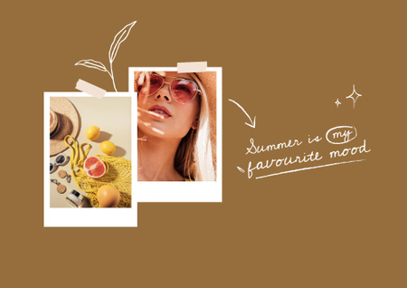 Plantilla de diseño de Hermosa mujer joven en collage de humor de verano Poster B2 Horizontal 